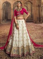 Heavy Viscose Cream Bridal Wear Embroidery Work Lehenga Choli